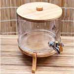 کلمن شیشه ای پایه دار چوبی جذاب یک طبقه